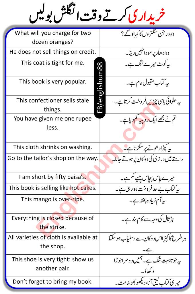 30 Sentences Used While Shopping