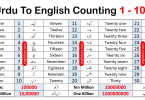 Urdu to English Counting 1 to 100